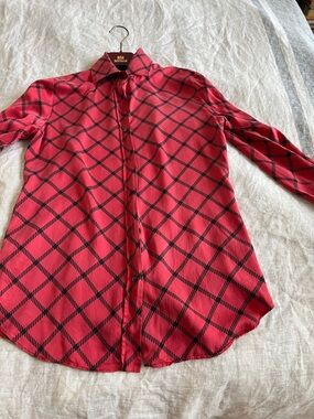 Dolce & Gabbana Red and Black Geometric Button-Down Shirt